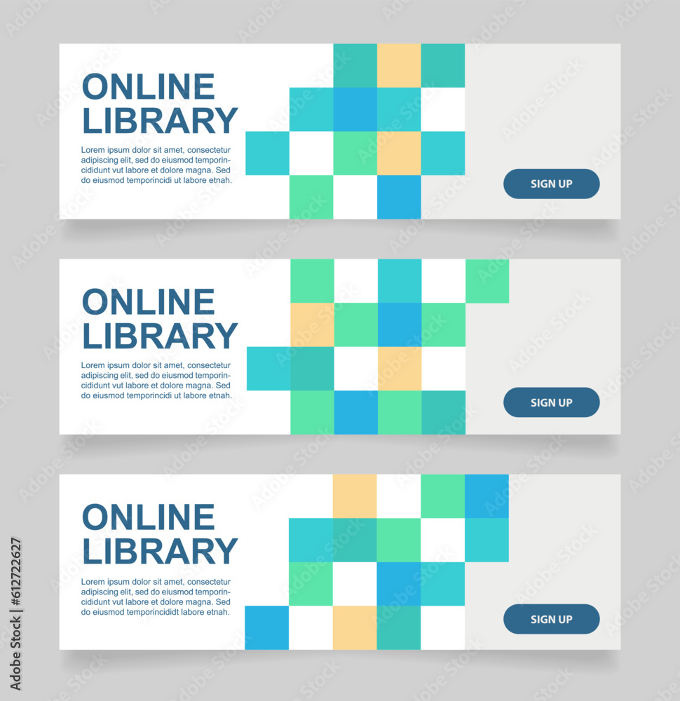 Poster mobile app for online library web banner design template. vector flyer with text space. advertising 