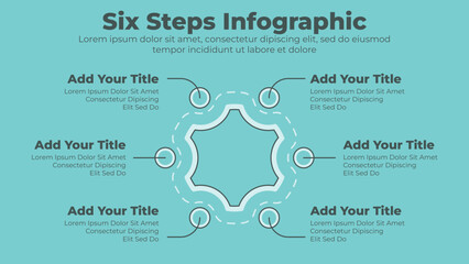 Modern business infographic template with 6 steps or options