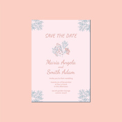 Minimalist Flower Pink Wedding Save The Date Template