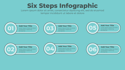 Business infographic template with 6 steps or options for presentation