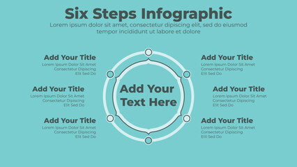 Circular infographics presentation template with 6 steps