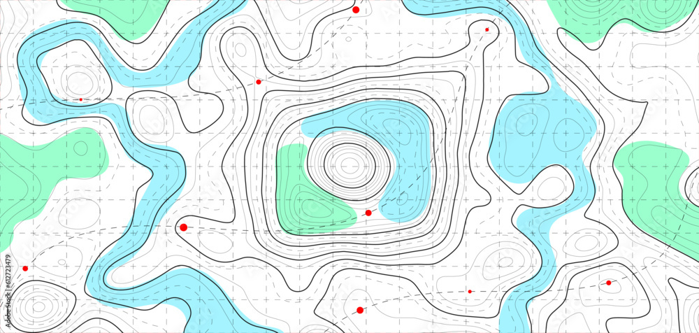 Poster topographic map background. geographic line map with elevation assignments. contour background geogr