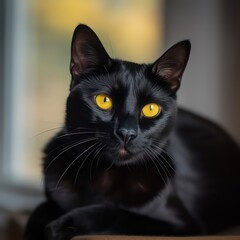 Black cat. Generative AI.