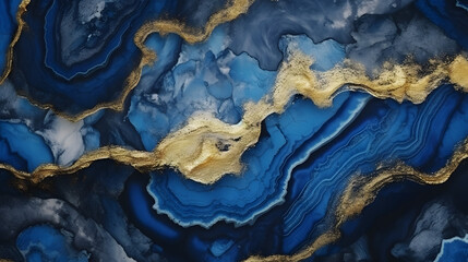 Obraz premium blue crystal marble with gold veins.