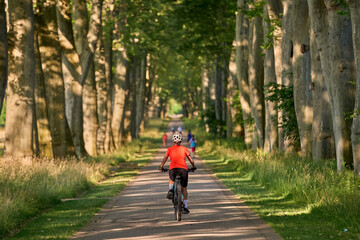 attractive senior woman cycling with her electric mountain bike in the city park of Stuttgart, Baden-Wuerttemberg, Germany