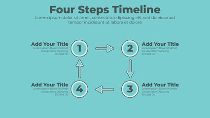 Circular timeline infographics template with 4 steps