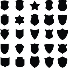 Set of police badge silhouettes. Badge icon