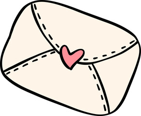 Cute love Valentine letter envelope doodle cartoon drawing