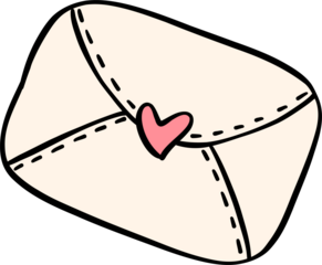 Cute love Valentine letter envelope doodle cartoon drawing