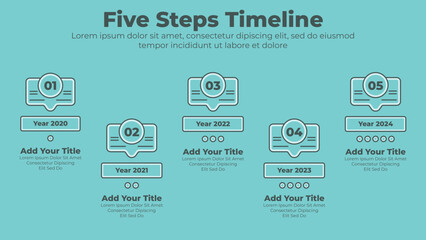 Abstract elements of graph and diagram with 5 steps infographic