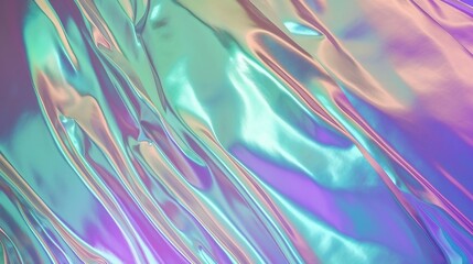 Holographic iridescent surface background. AI Generated.