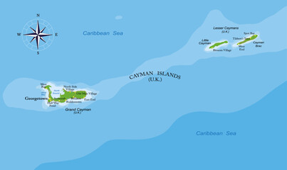 Cayman islands highly detailed physical map - 612725699