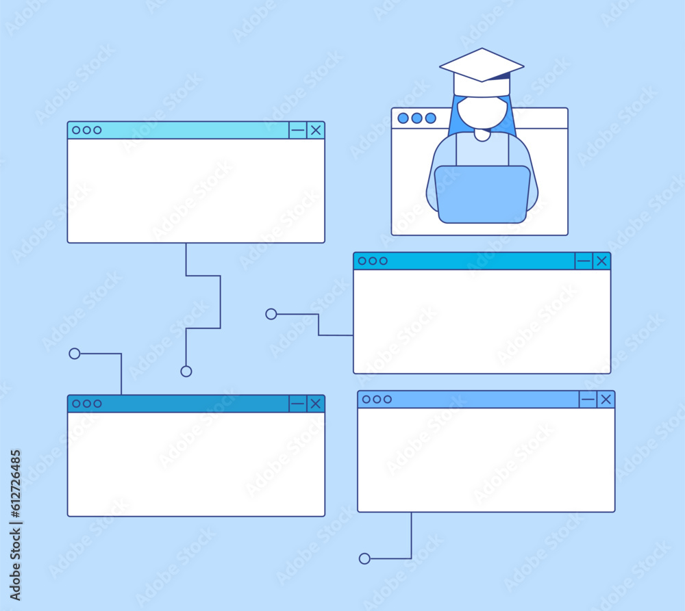 Poster learning technologies infographic chart design element set. abstract vector symbols for infochart wi