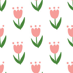 Doodle flowers seamless pattern background for media, gift, card, print and more. Vector Illustration
