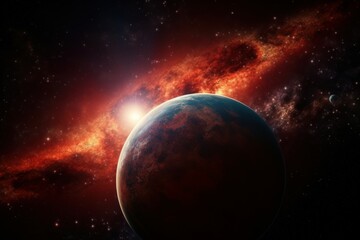 Planet red sky space. Generate Ai