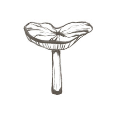 Doodle mushroom illustration.dible mushroom in silhouette. Minimal style. Perfect for cards, party invitations, posters, nursery, stickers, clothing. Black abstract icon.