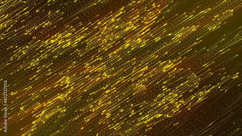 Poster abstract backdrop in yellow with moving particles. vector illustration of an idea for digital future