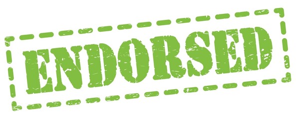 ENDORSED text written on green stamp sign.