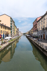 Fototapeta na wymiar Milan, Italy - May 06 2023: Naviglio Grande in Milan