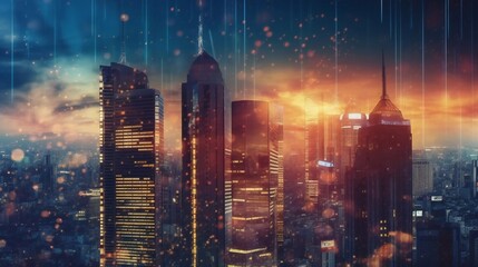 Innovative vision of business success and wealth management is depicted through real estate investment. Skyscraper facade. AI Generative.