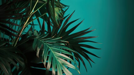 Fototapeta na wymiar Palms in Detail, A Close-up of Lush Green Foliage. Generative ai
