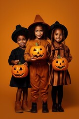Fototapeta premium An illustration of children wearing a halloween costume , AI Generated