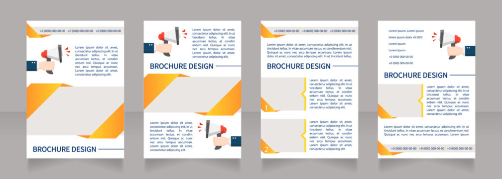 Diverse Workforce Guideline Blank Brochure Layout Design. Vertical Poster Template Set With Empty Copy Space For Text. Premade Corporate Reports Collection. Editable Flyer 4 Paper Pages