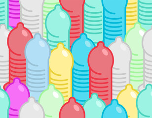 Condom pattern seamless. Rubber Contraceptive background. Remedy for genital infections texture