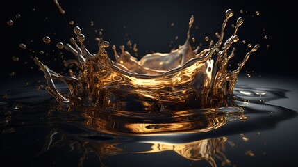 Dynamic Splash of Gold Fluid. Generative AI