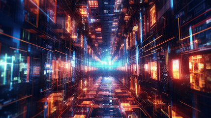 Fototapeta premium Generative AI, Cyberspace: Capture the digital realm through abstract photography