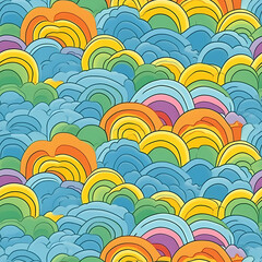 Fototapeta na wymiar seamless pattern with rainbow