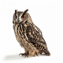 Great horned owl on white background, Generative AI