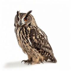 Fototapeta premium Great horned owl on white background, Generative AI