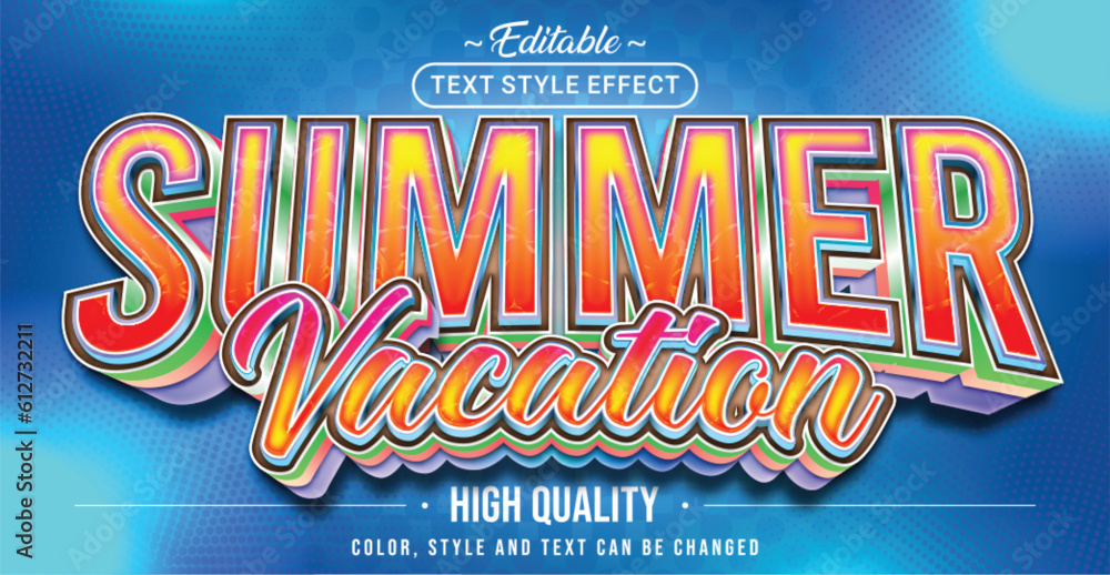 Aufkleber editable text style effect - summer vacation text style theme.