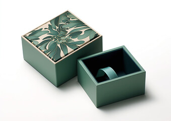 Green open gift box isolated on white background. Clipping path included. generative ai