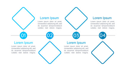 Business project blue infographic chart design template. Work management. Abstract infochart with copy space. Instructional graphics with 4 step sequence. Arial Regular, Myriad Regular fonts used
