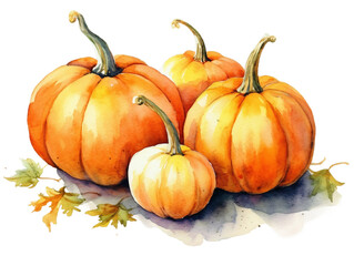 Cute halloween pumpkin watercolor style. isolated on white background