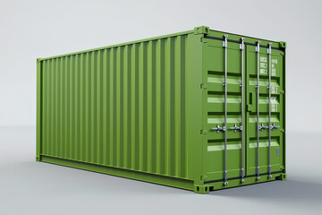 Green cargo container or shipping container isolated. 