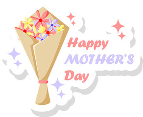 Mother's Day Bouquet Of Stickers Vector Illustration