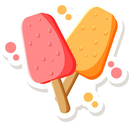 Ice Cream Stick Sticker Vector Illustration