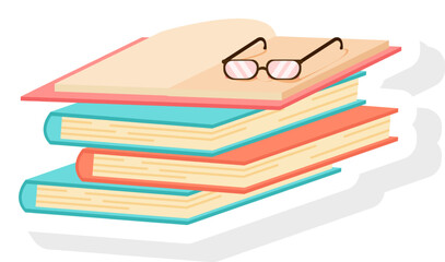 Book Sticker With Glasses On It Vector Illustration