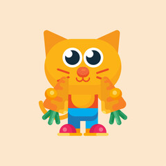Cute cat maskot character with flat design illustrator vector