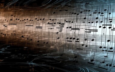 Abstract background with music notes. Generative AI.