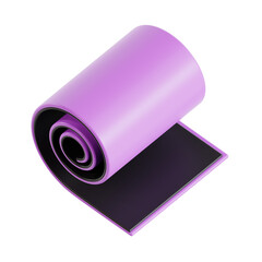 3d yoga mat, 3d render icon illustration, transparent background, fitness and gym