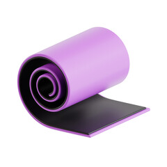 3d yoga mat, 3d render icon illustration, transparent background, fitness and gym