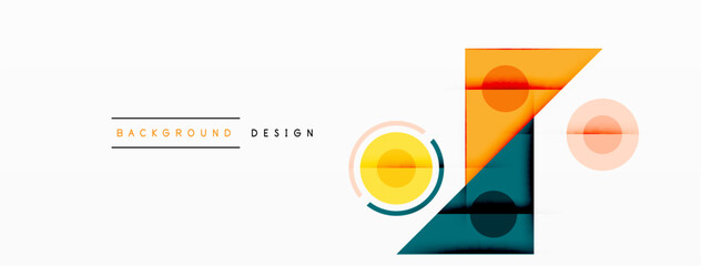 Colorful triangles and circles abstract background. Design for wallpaper, banner, background, landing page, wall art, invitation, prints, posters