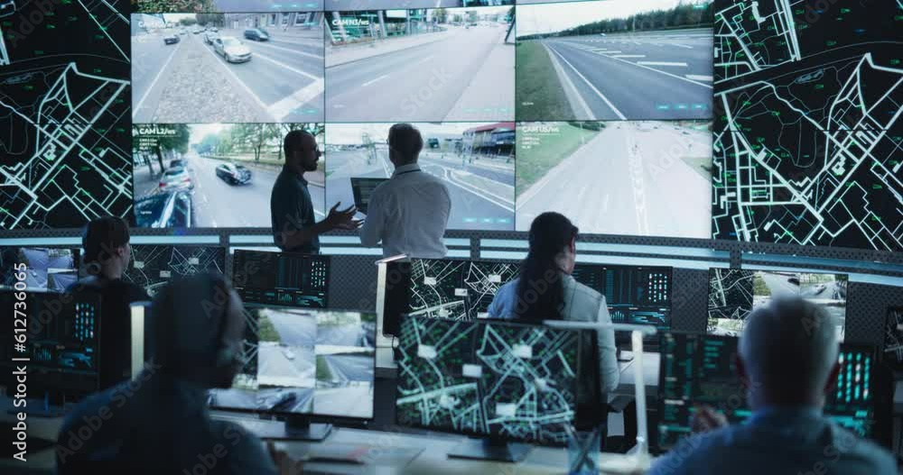 Leinwandbilder high-tech international logistics office with multiethnic specialists using satellite technology to 