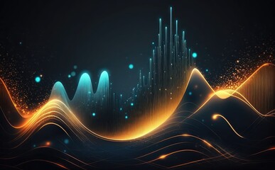 Obraz premium Gold and blue color energy line of realms. Generative AI.