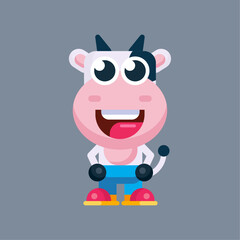 Funny cartoon cow flat design illustration
