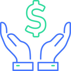 Hand hold money line icon